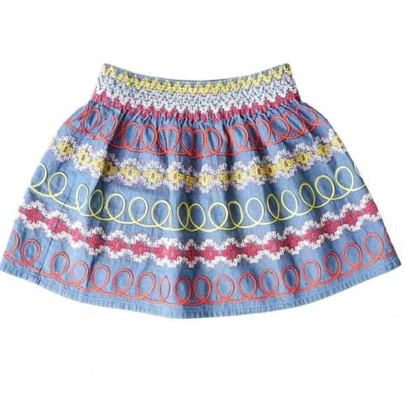 Stella McCartney Kids Denim Embroidered Patterned Skirt sz 10 - Picture 1 of 8